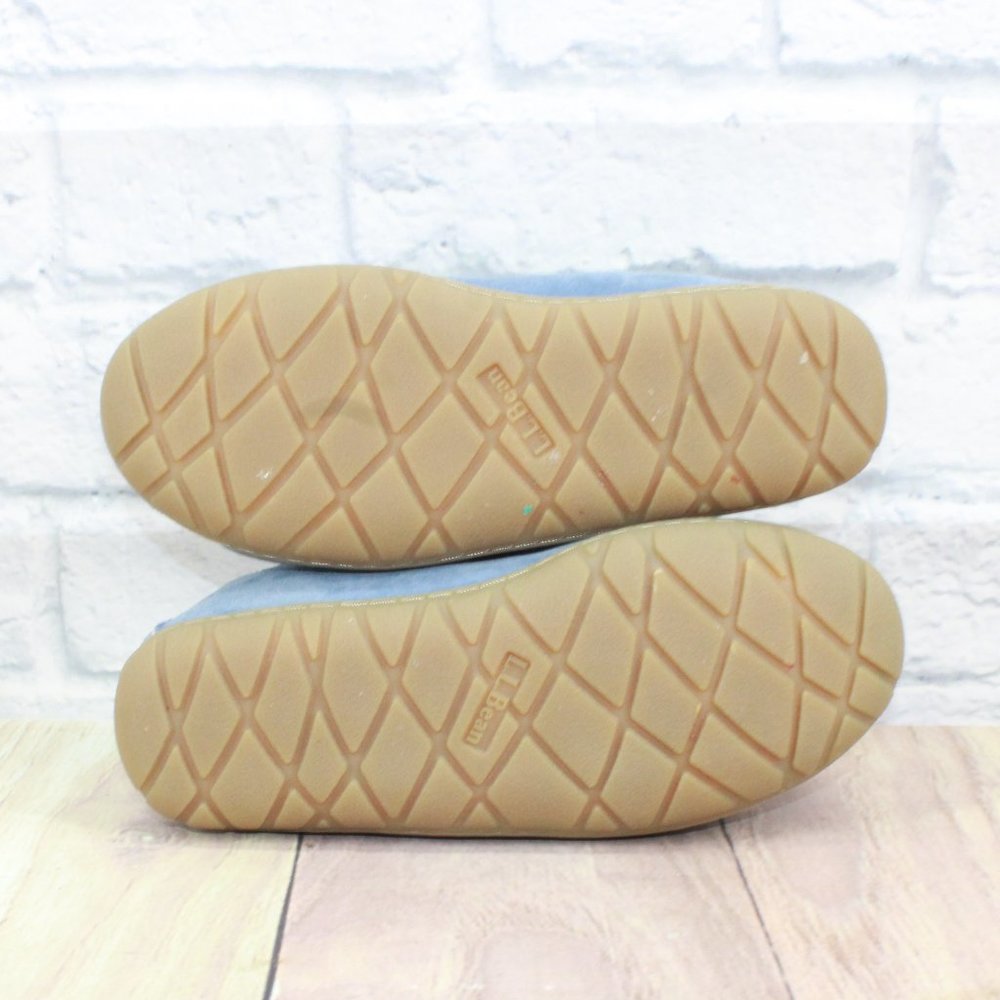 LL BEAN Blue Shearling Lined Wicked Good Moccasin Slippers Size 6 - Picture 10 of 10